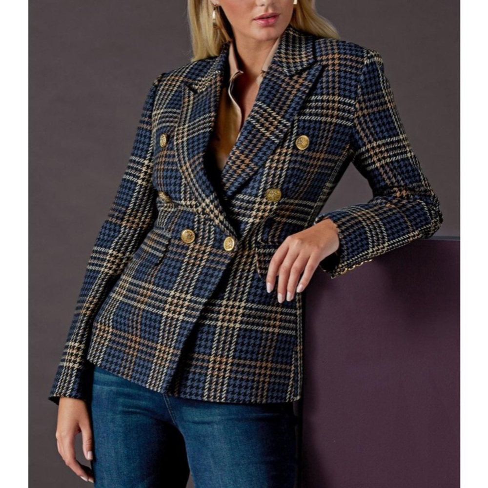 NWT Boston Proper Double breasted plaid blazer - Picture 3 of 8